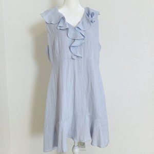 Suzanne Betro Chambray Ruffle Summer Dress Blue
